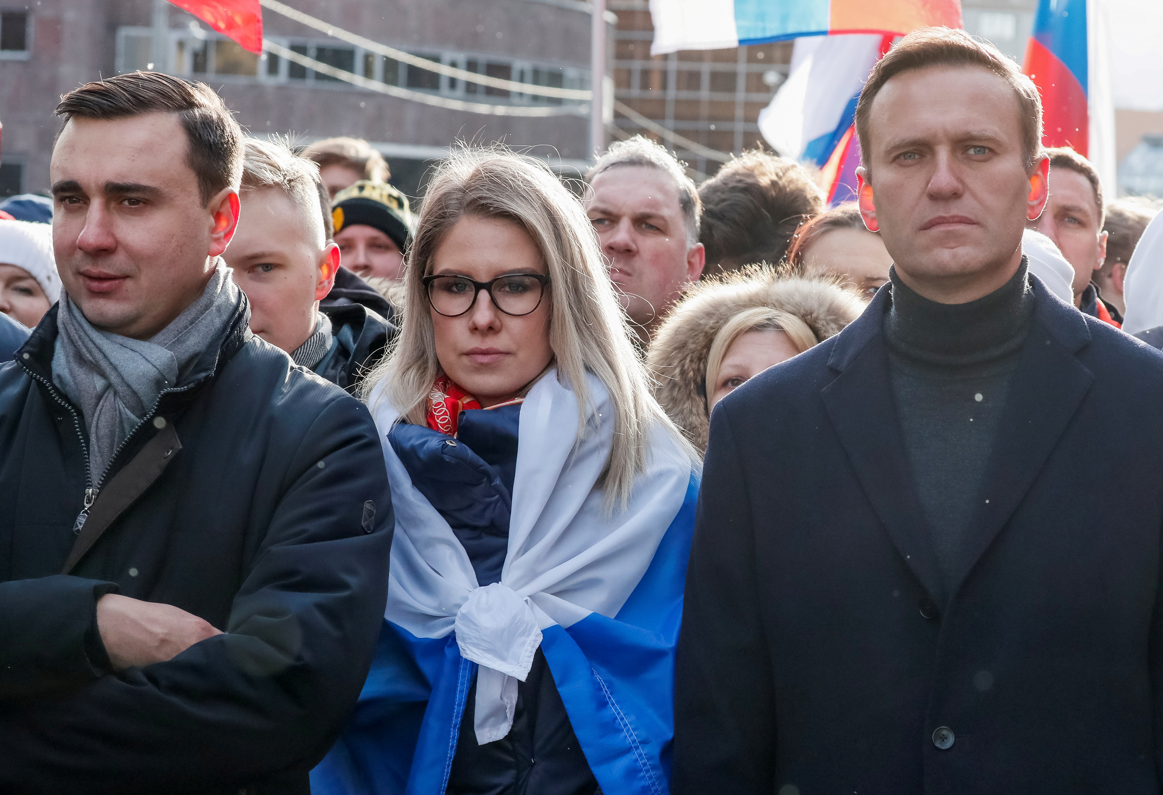 Alexei Navalny, Lyubov Sobol y Ivan Zhdanov en una manifestación en Rusia (FOTO DE ARCHIVO). REUTERS/Shamil Zhumatov/File Photo