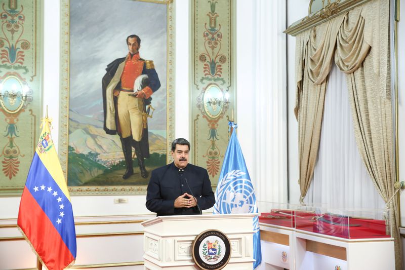 FOTO DE ARCHIVO- La intervención de Nicolás Maduro en la 75a Asamblea General anual de la ONU desde el Palacio de Miraflores en Caracas, Venezuela, el 23 de septiembre de 2020. (Palacio de Miraflores / Handout vía REUTERS)