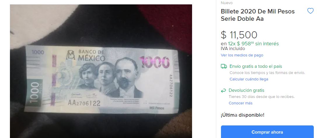 Billete de mil pesos  Mercado Libre
