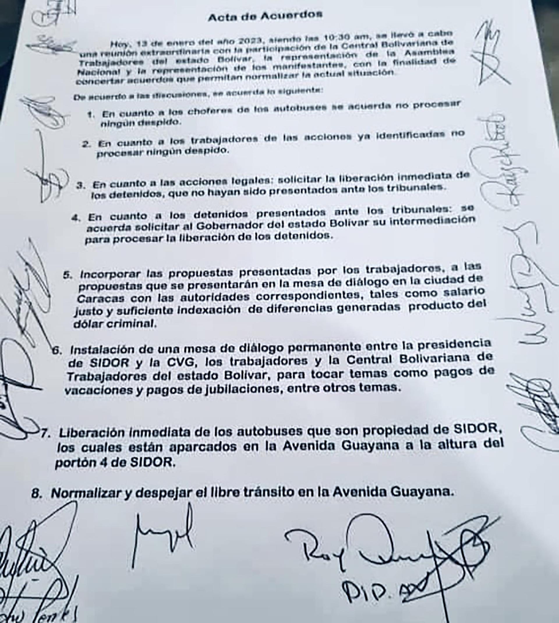 El acuerdo entre el gobierno y los obreros de Guayana 