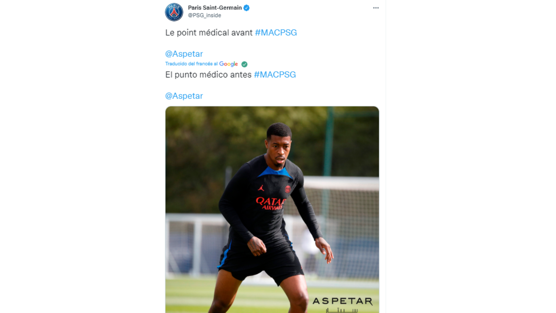 El PSG anunció en sus redes sociales la lesión de Kimpembe. (PSG)