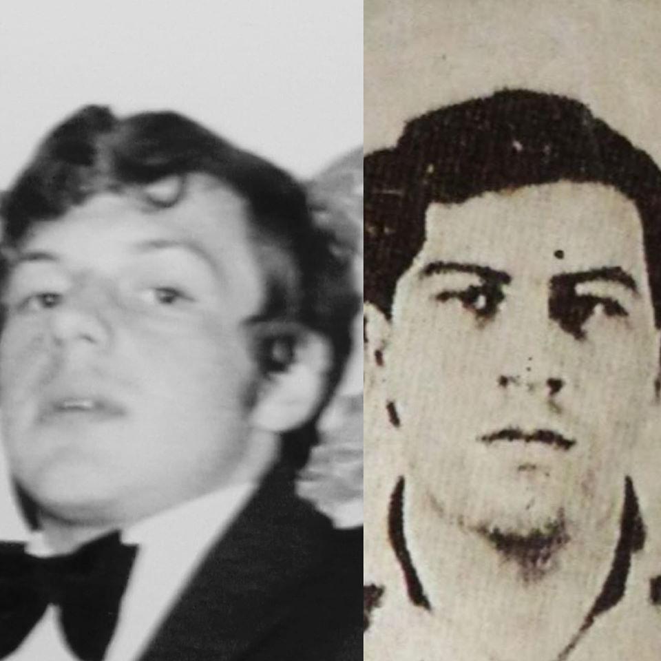 Roberto Sendoya Escobar sería el nombre real de Phillip. Aquí en una foto de su juventud al lado de una foto de joven de su presunto padre biológico, Pablo Escobar.