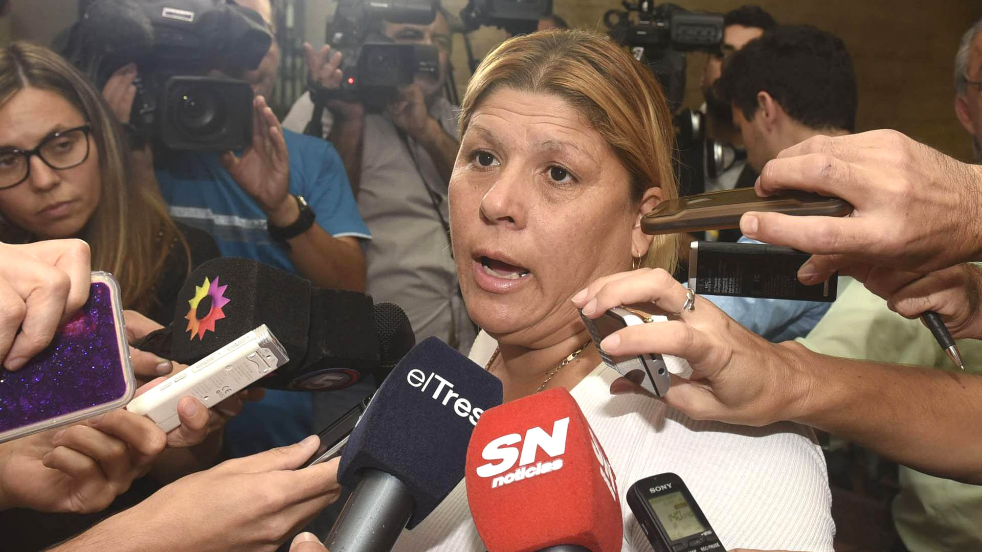 Lorena Verdún en los tribunales de Rosario, foto de 2018.