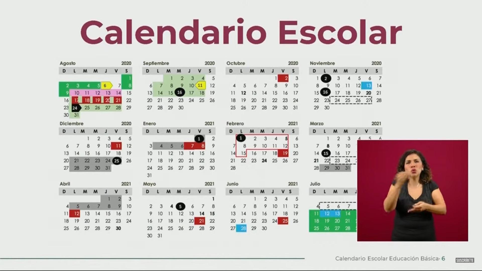 Calendario oficial del ciclo escolar 2020-2021 (Foto: Secretaría de Educación Pública)