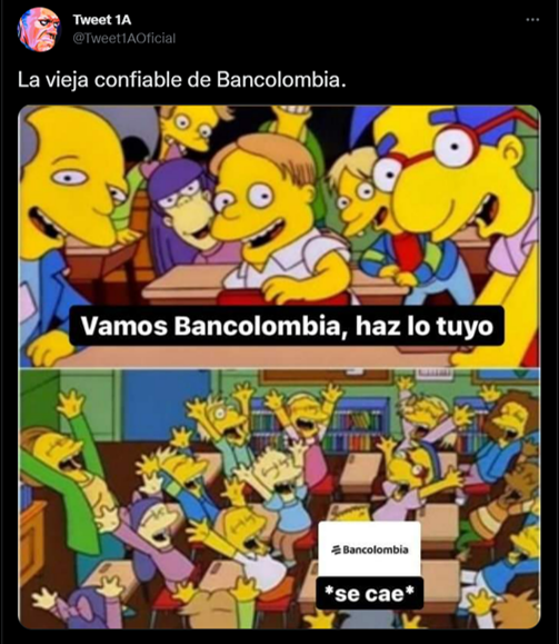 Memes sobre la falla masiva de Bancolombia