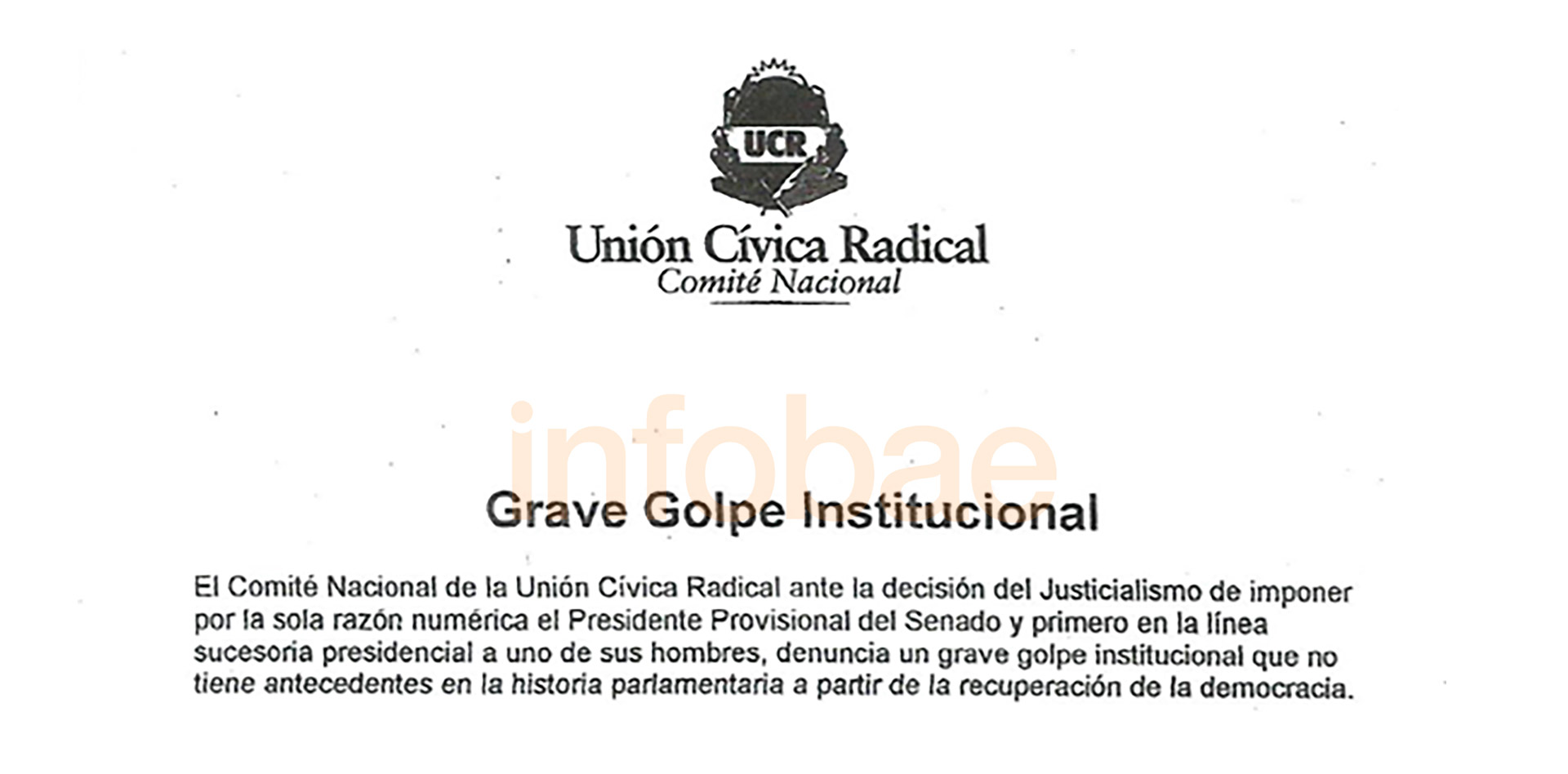 Con la firma de Ángel Rozas, el 29 de noviembre de 2001, la UCR