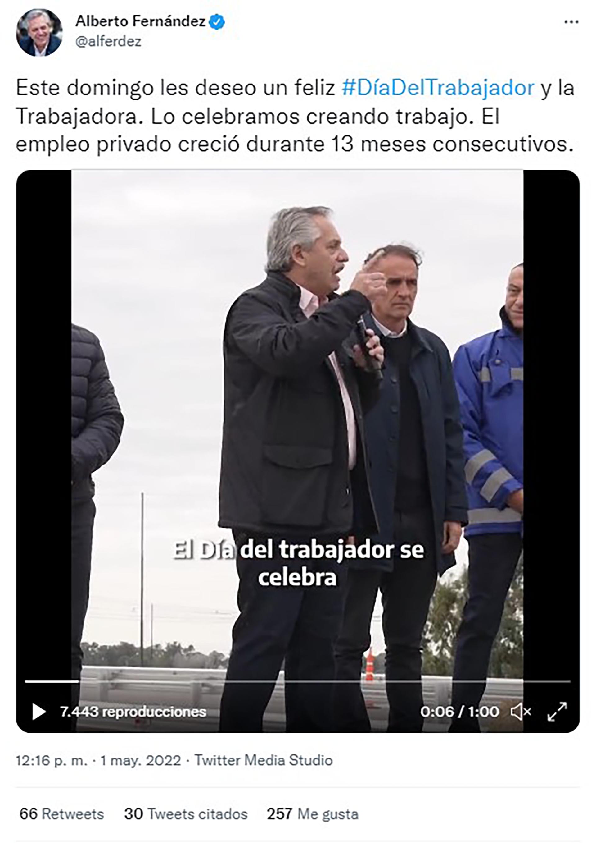 El saludo de Alberto Fernández por el Día del Trabajador: “Cada funcionario  va a ser el ministro del salario” - Infobae