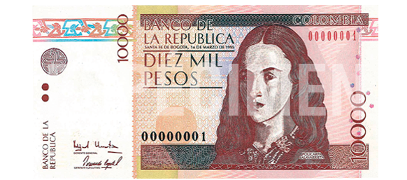 En 1995, el Banco de la República emitió un billete de 10 mil pesos homenajeando a Policarpa Salavarrieta.FOTO: Archivo Banco de la República
