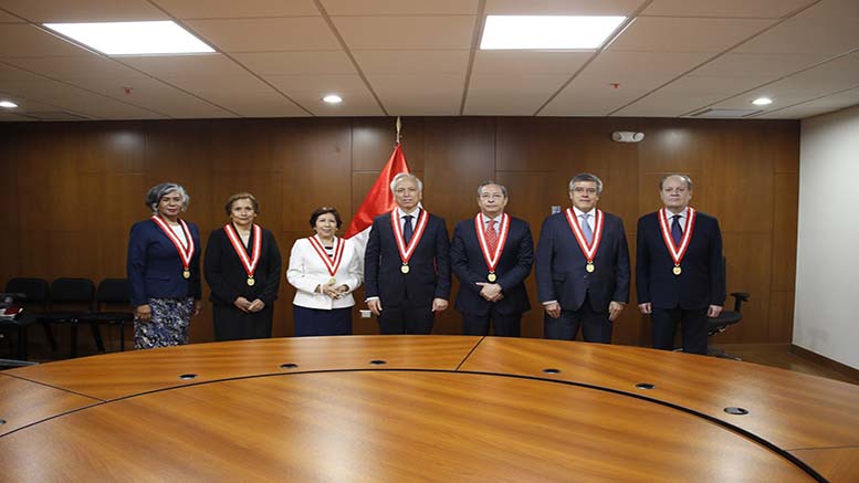 Miembros de la Junta Nacional de Justicia, organismo encargado de nombrar, ratificar y destituir a los jueces y fiscales en el Perú.