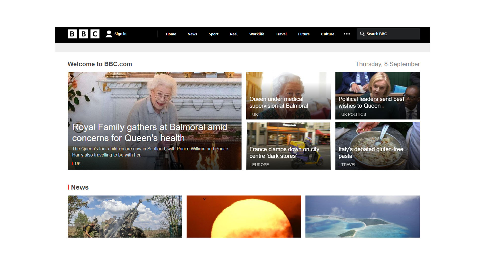 El sitio web oficial de la BBC cambió su tradicional color rojo a un logo de color negro