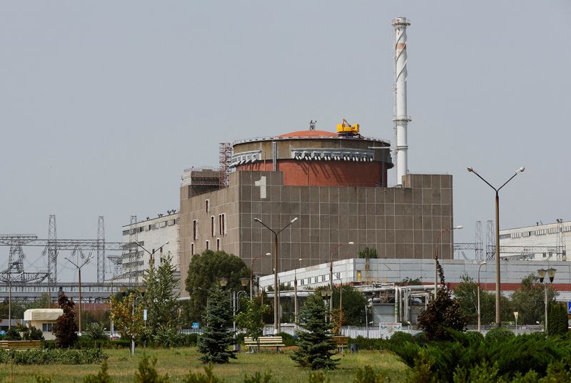 FILE PHOTO-A view shows the Zaporizhia nuclear power plant in the course of the Ukraine-Russia conflict outside the Russian-controlled city of Enerhodar in Ukraine's Zaporizhia region.  August 22, 2022. REUTERS/Alexander Ermochenko
