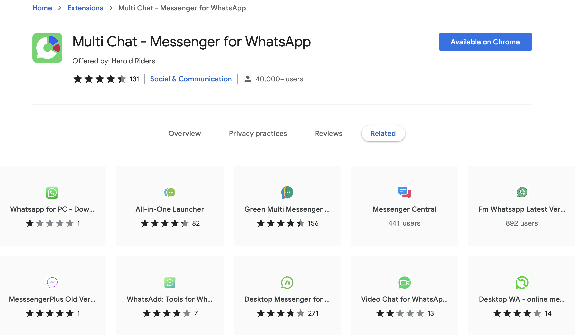 Multi Chat - Messenger for WhatsApp. (foto: Chrome Web Store)