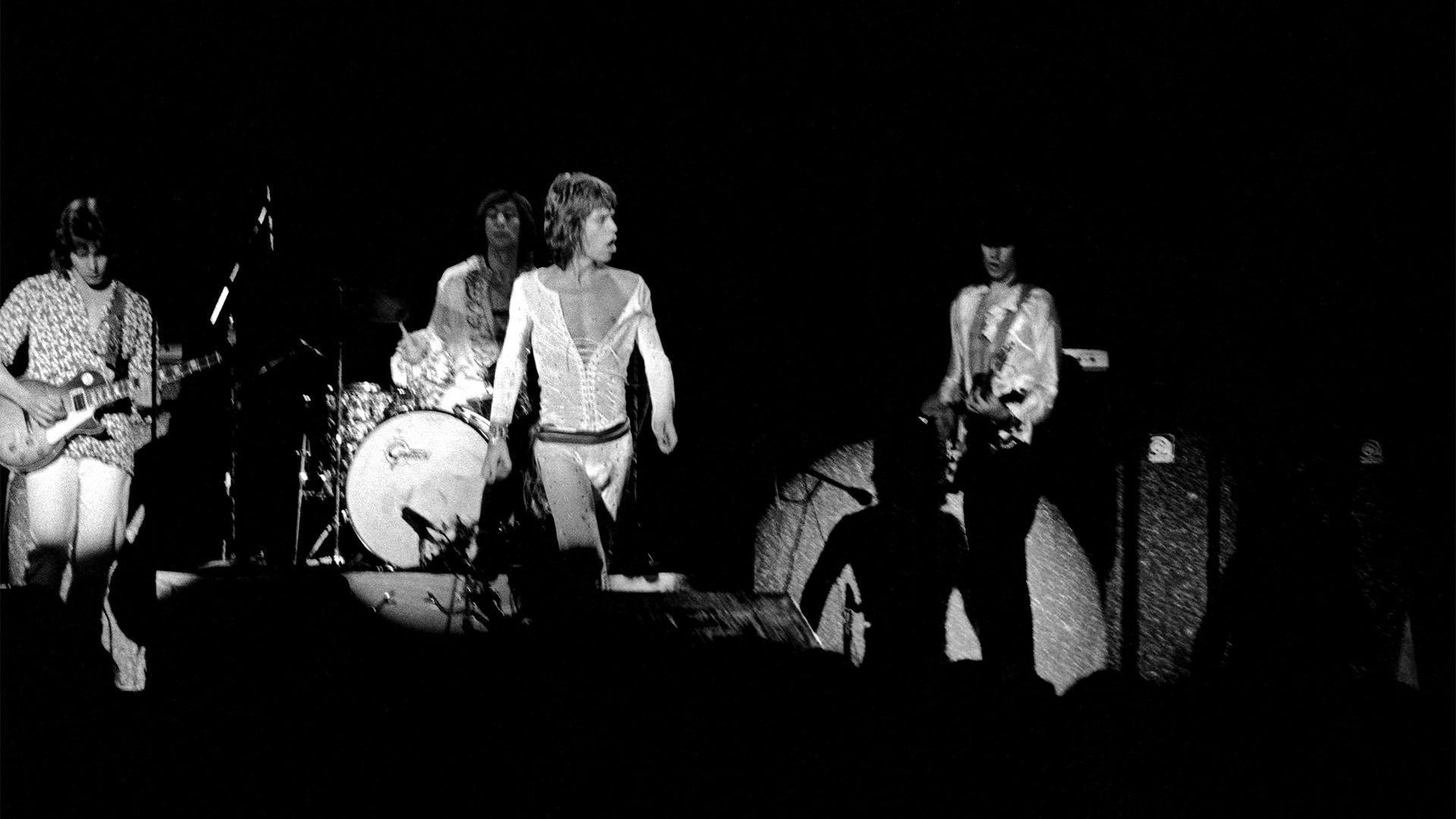 Mick Taylor, Charlie Watts, Mick Jagger and Keith Richards at the Winterland Ballroom in San Francisco on June 6, 1972 (Photo by Robert Altman/Michael Ochs Archives/Getty Images)