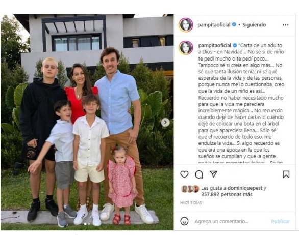 El conmovedor deseo de Pampita para la Navidad (Foto: Instagram)