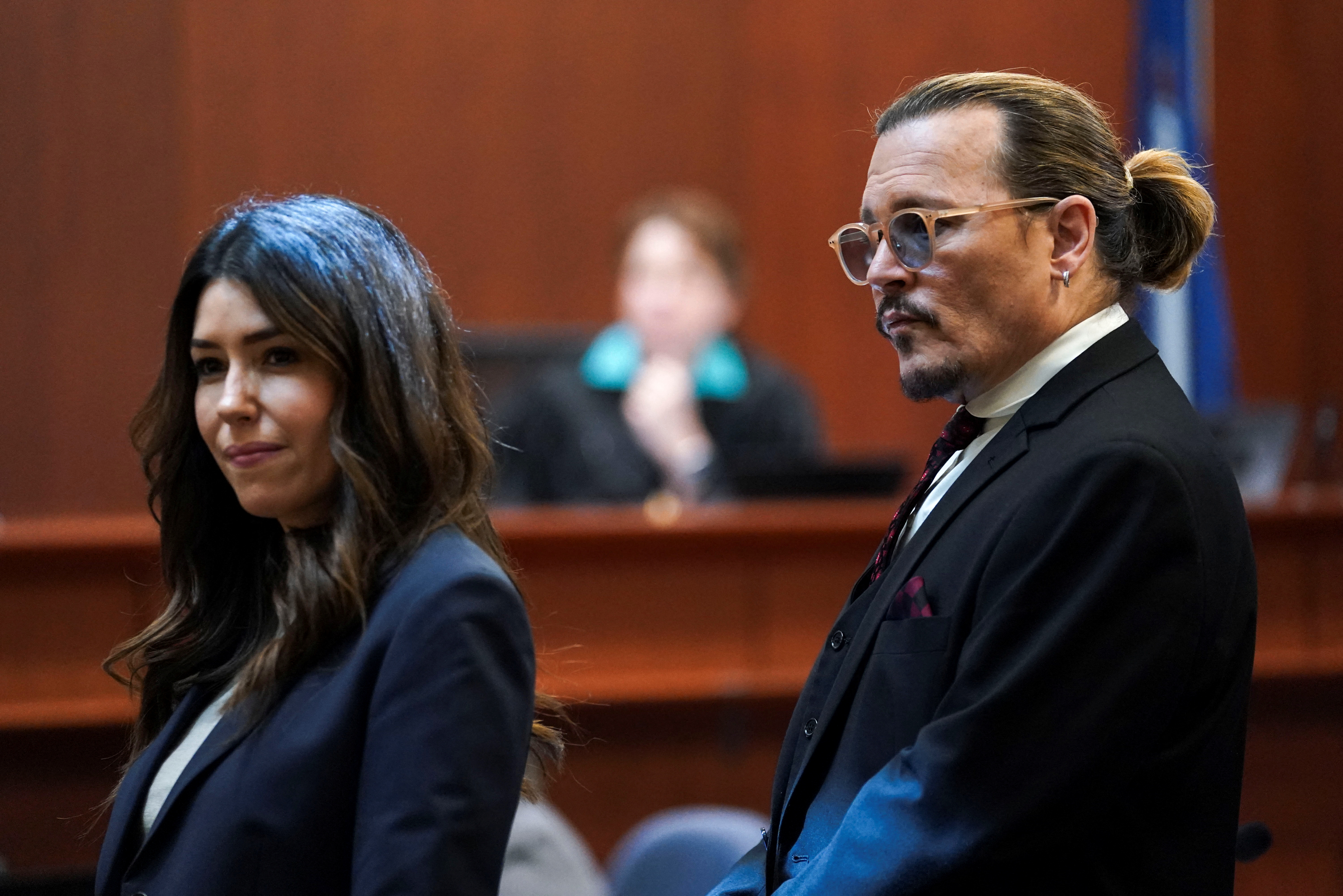 Johnny Depp with his lawyer Camille Vasquez in the trial against Amber Heard for defamation (Reuters)