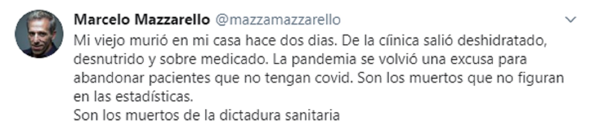 La grave denuncia de Marcelo Mazzarello en Twitter