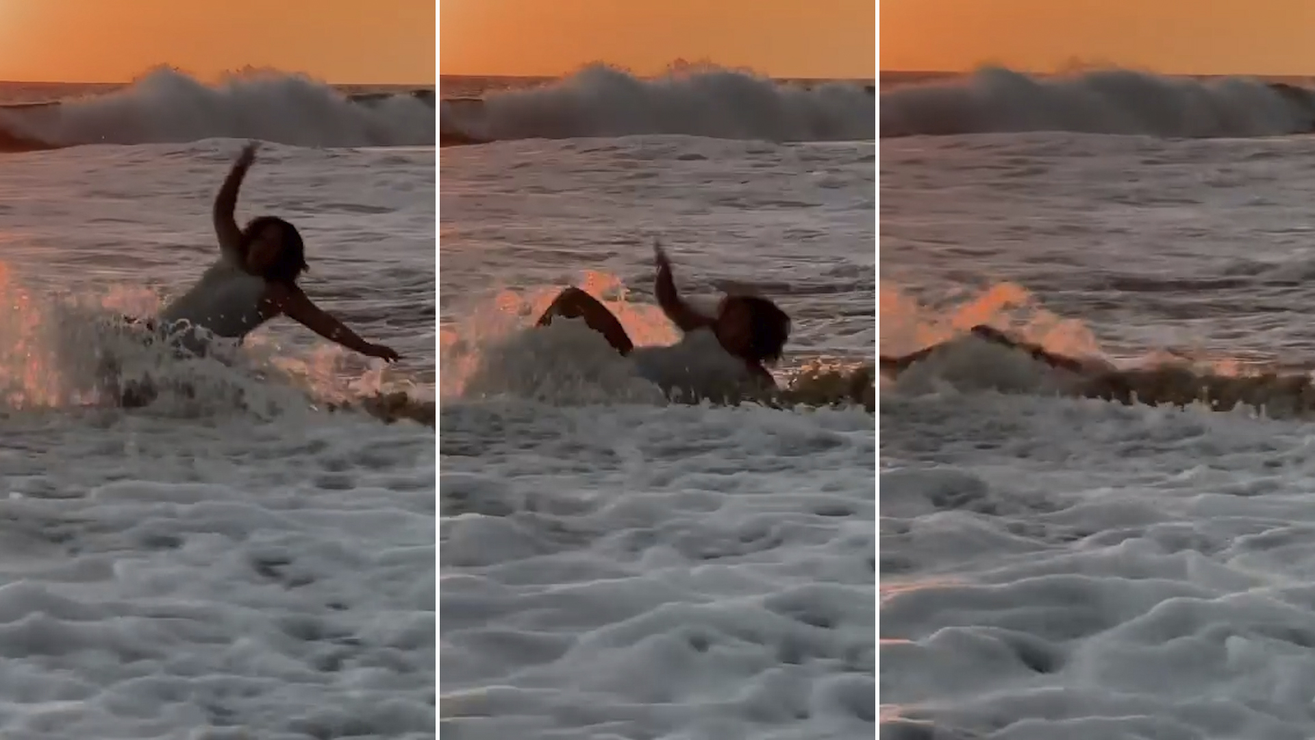 La joven fue arrastrada por las olas (Fotos: Capturas de pantalla de Instagram/@luceromijaresoficial)