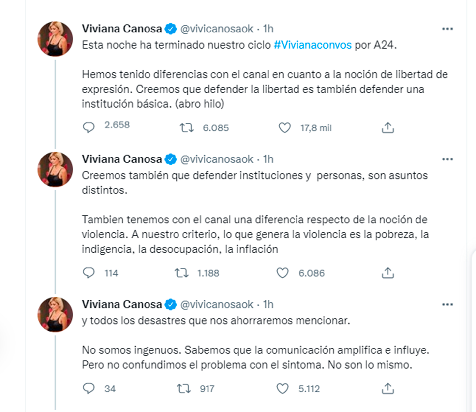 Viviana Canosa renunció a A24