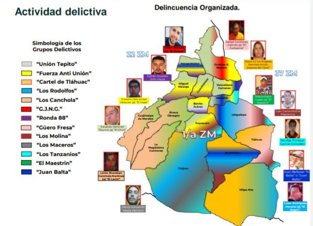 Mapa del narcotráfico en CDMX
(Foto: Sedena)