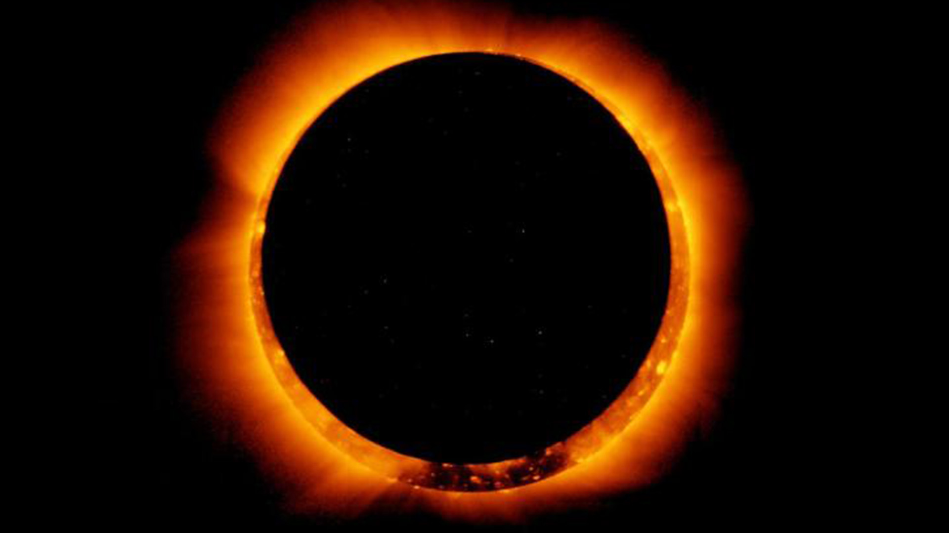 Imagen de un eclipse anular o anillo de fuego. Los eclipses de Sol ocurren cuando la Luna se sitúa entre el Sol y la Tierra, lo que bloquea la luz solar y proyecta la sombra lunar sobre la superficie terrestre (Foto: AFP)