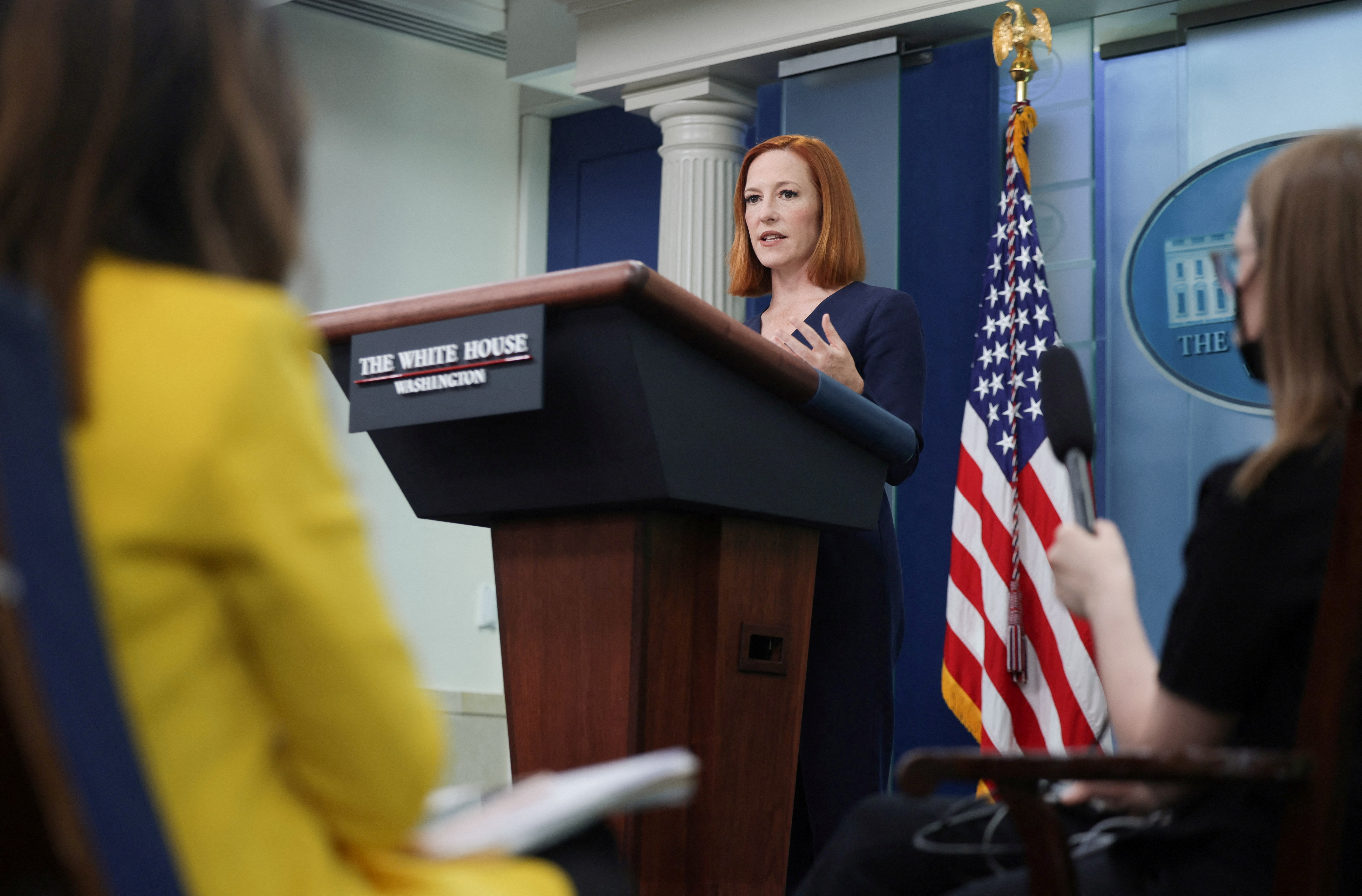 Jen Psaki, la saliente secretaria de prensa de la Casa Blanca (REUTERS/Evelyn Hockstein)