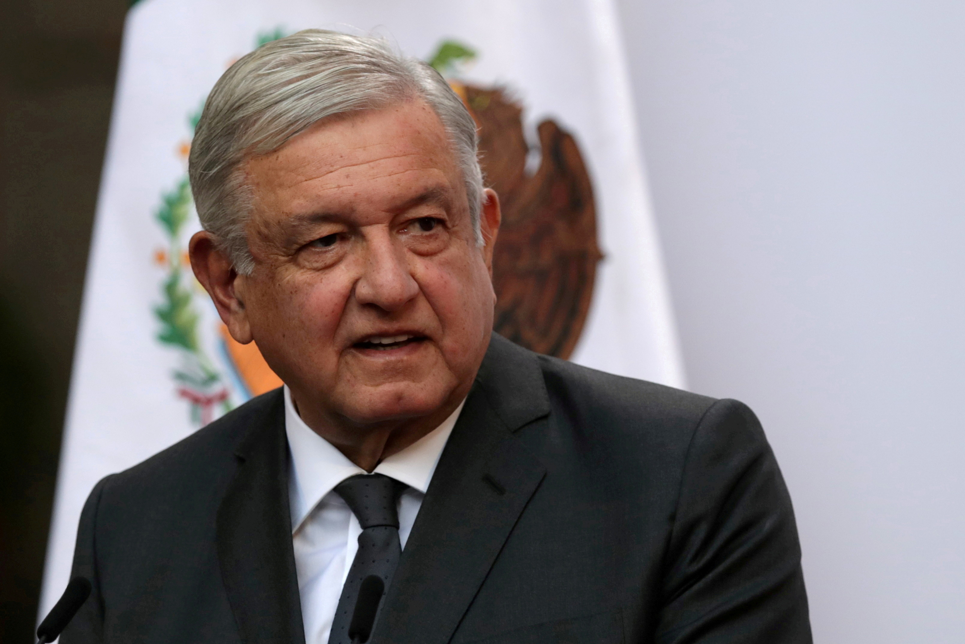 FILE PHOTO: Mexico's President Andres Manuel Lopez Obrador addresses to the nation on his second anniversary as the President of Mexico, at the National Palace in Mexico City, Mexico, December 1, 2020.  REUTERS/Henry Romero/File Photo