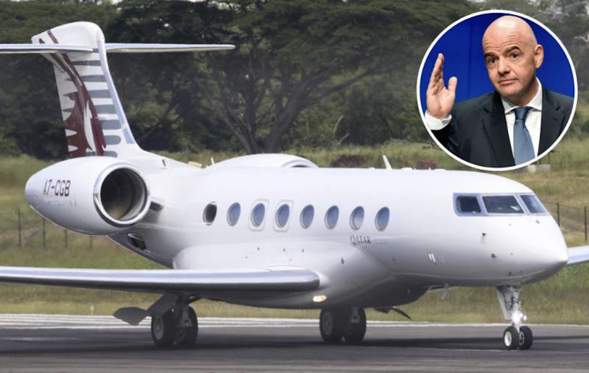 Gianni Infantino travels in private airplanes: in this case, to Honduras.  (Photo Credit: Ronal Aceituno - El Heraldo)