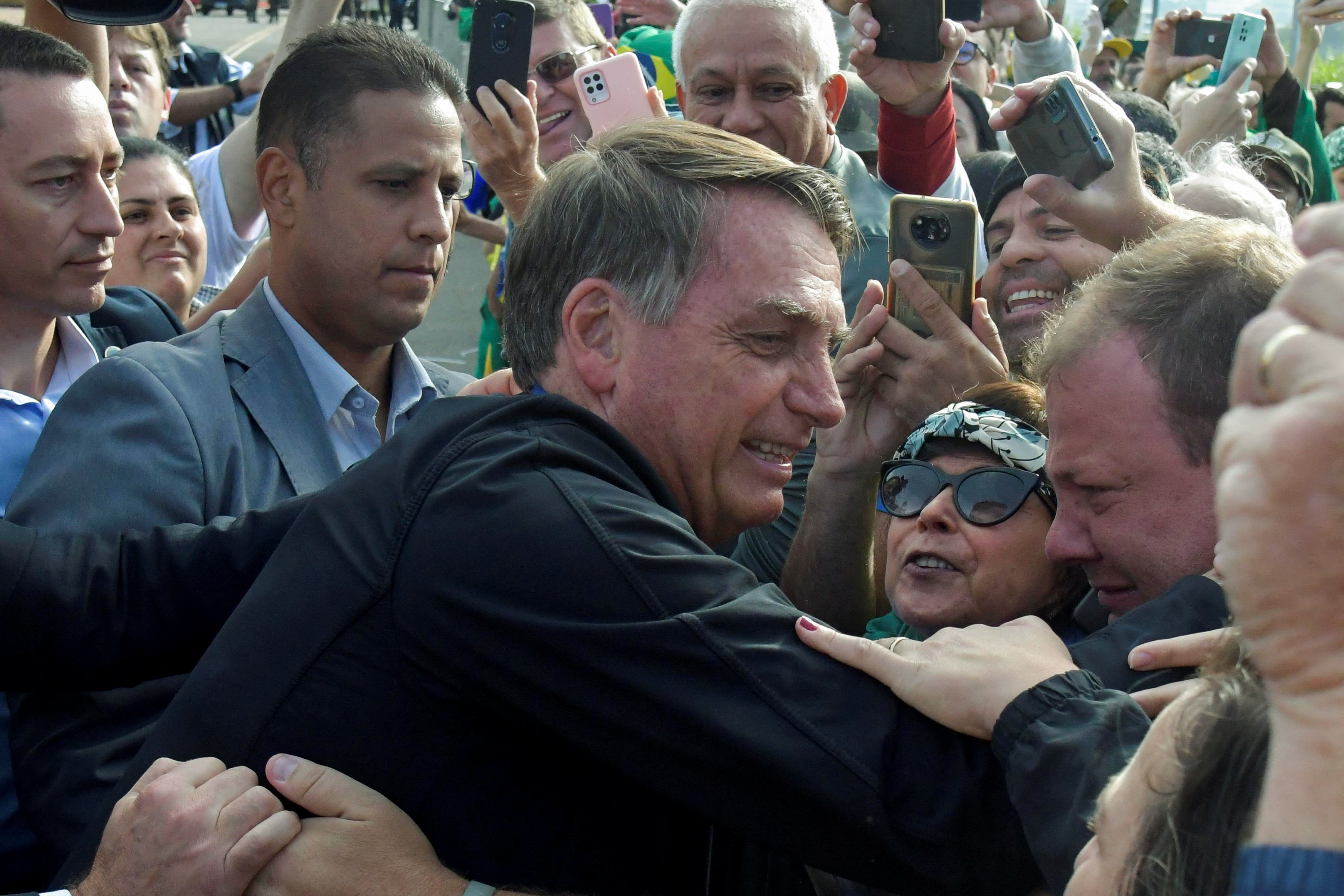Bolsonaro greets his supporters