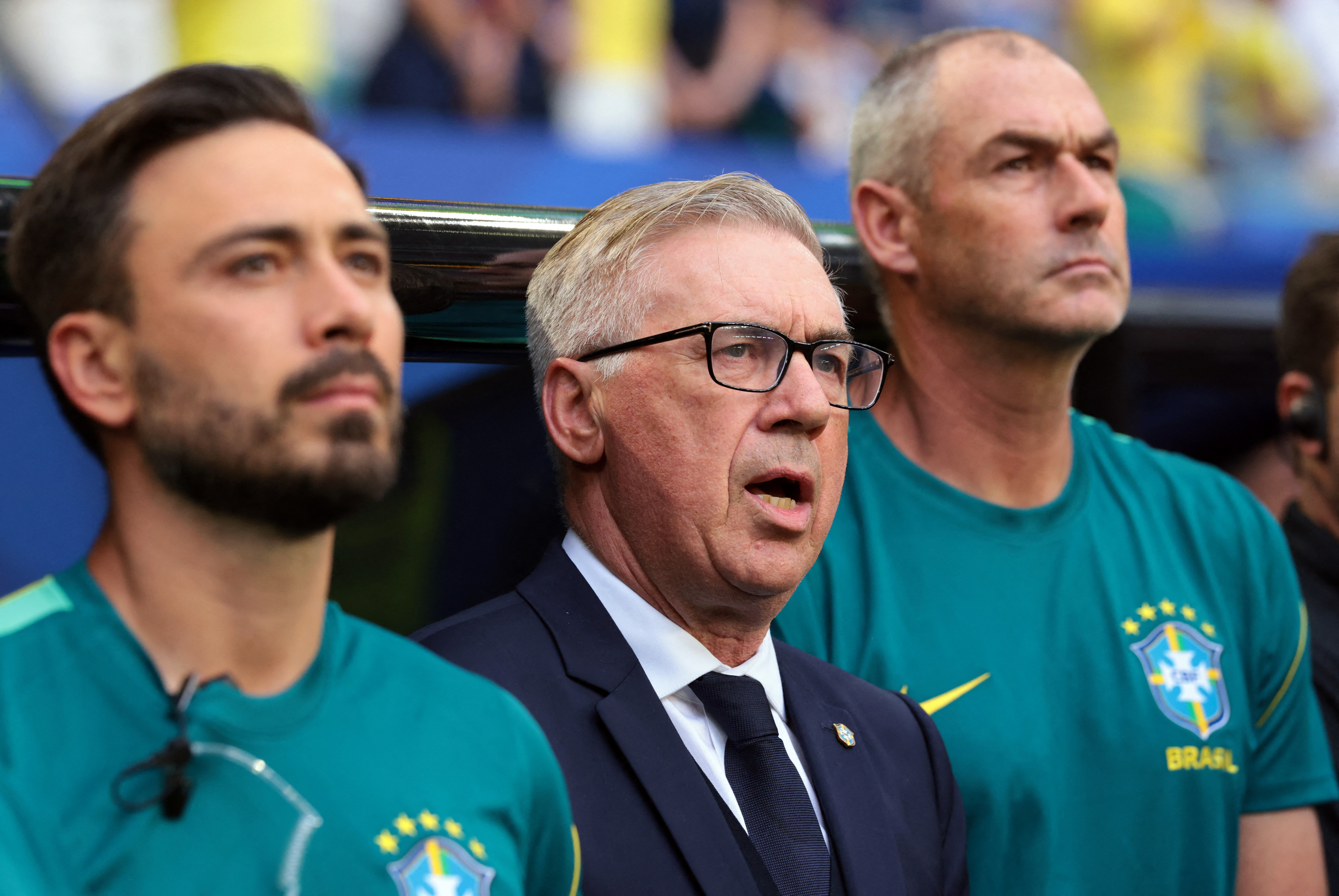 El gesto de Carlo Ancelotti durante el himno de Brasil que emocion&oacute; a los fan&aacute;ticos: 