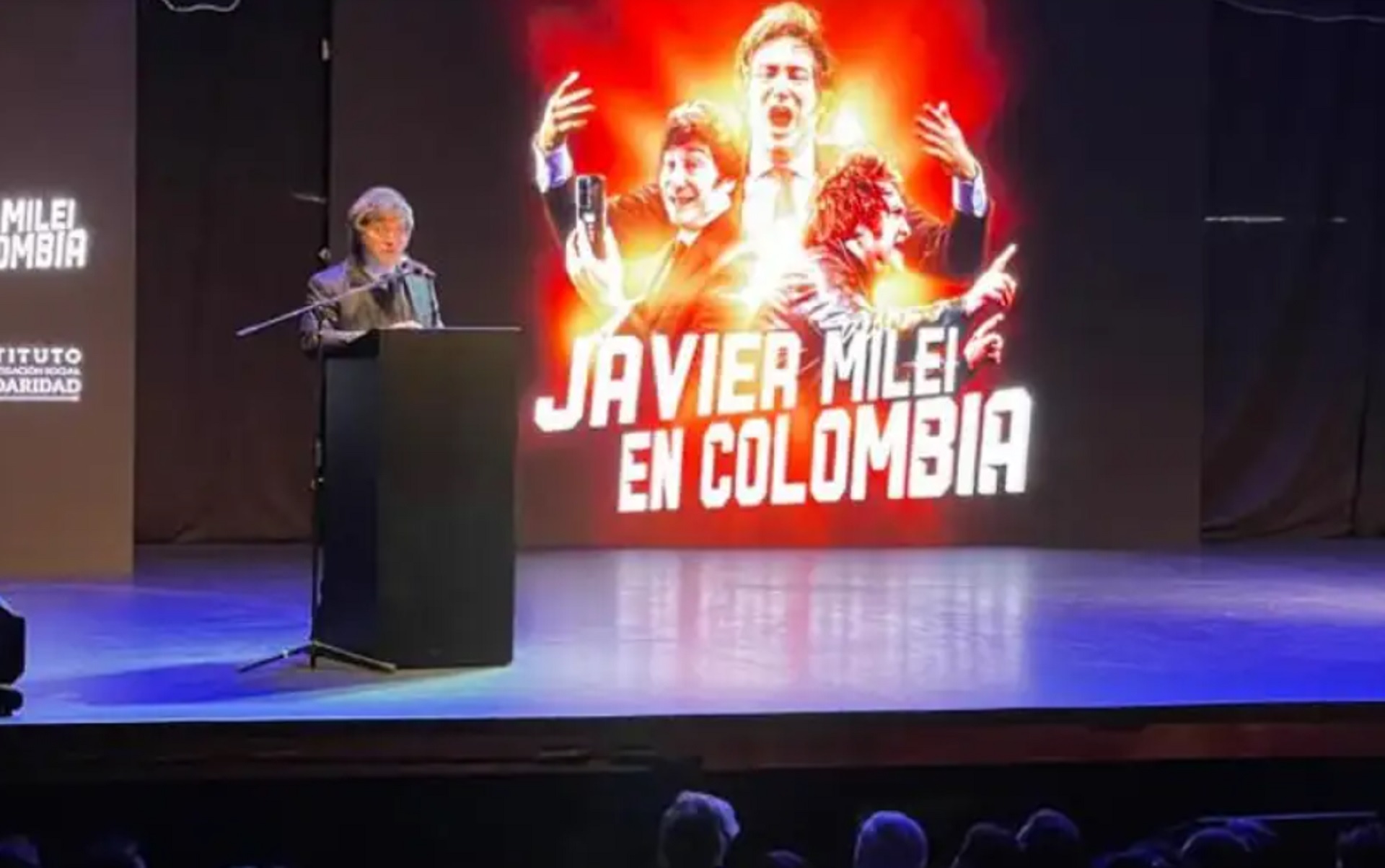 Una imagen de Javier Milei durante una charla en Colombia