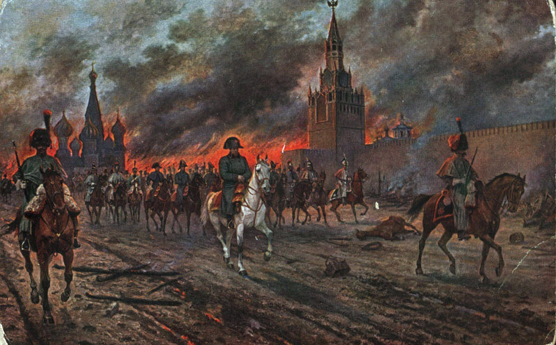 No solo los rusos adoptaron la estrategia de tierra arrasada, sino que prendieron fuego Moscú