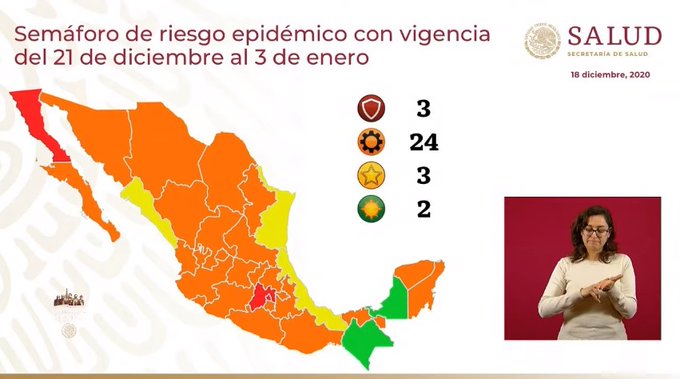 Balance del semáforo COVID en México (Captura de pantalla)