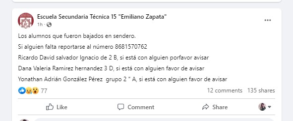 Escuela Secundaria Técnica 15 dio aviso de la suspensión de sus clases. (Facebook)