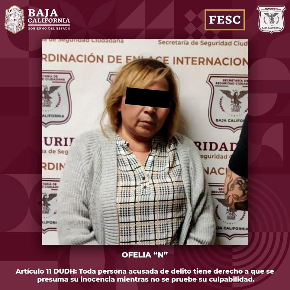 "La Lupe" fue detenida en marzo de 2023 en Mexicali (Secretaría de Seguridad Ciudadana Baja California)