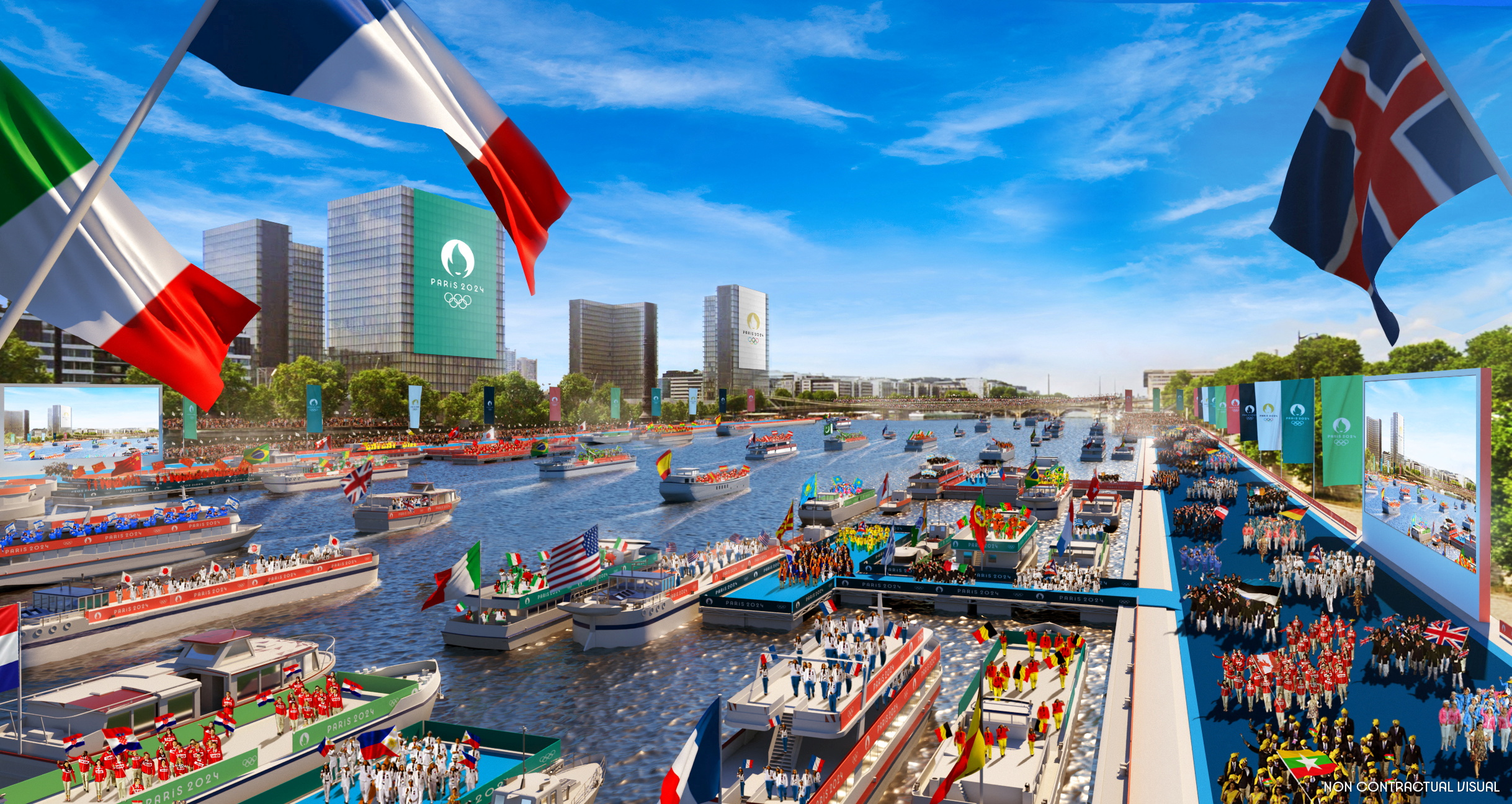 Más de 160 barcos llevarán a las delegaciones por el río Sena (Paris 2024/Florian Hulleu/Handout via REUTERS)