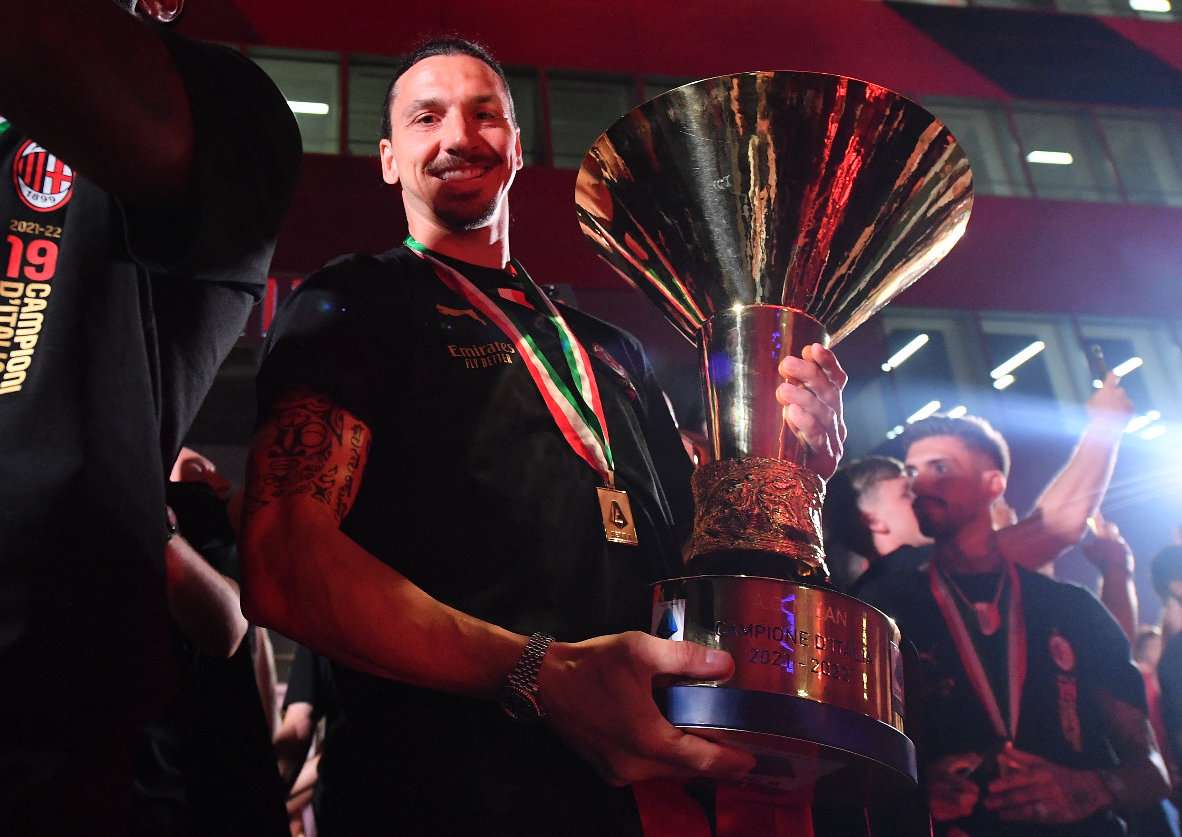 Zlatan Ibrahimovic during Milan's celebrations in Serie A. Photo: REUTERS/Daniele Mascolo