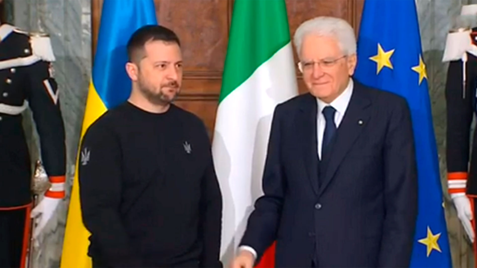 Volodimir Zelensky junto a Sergio Mattarella
