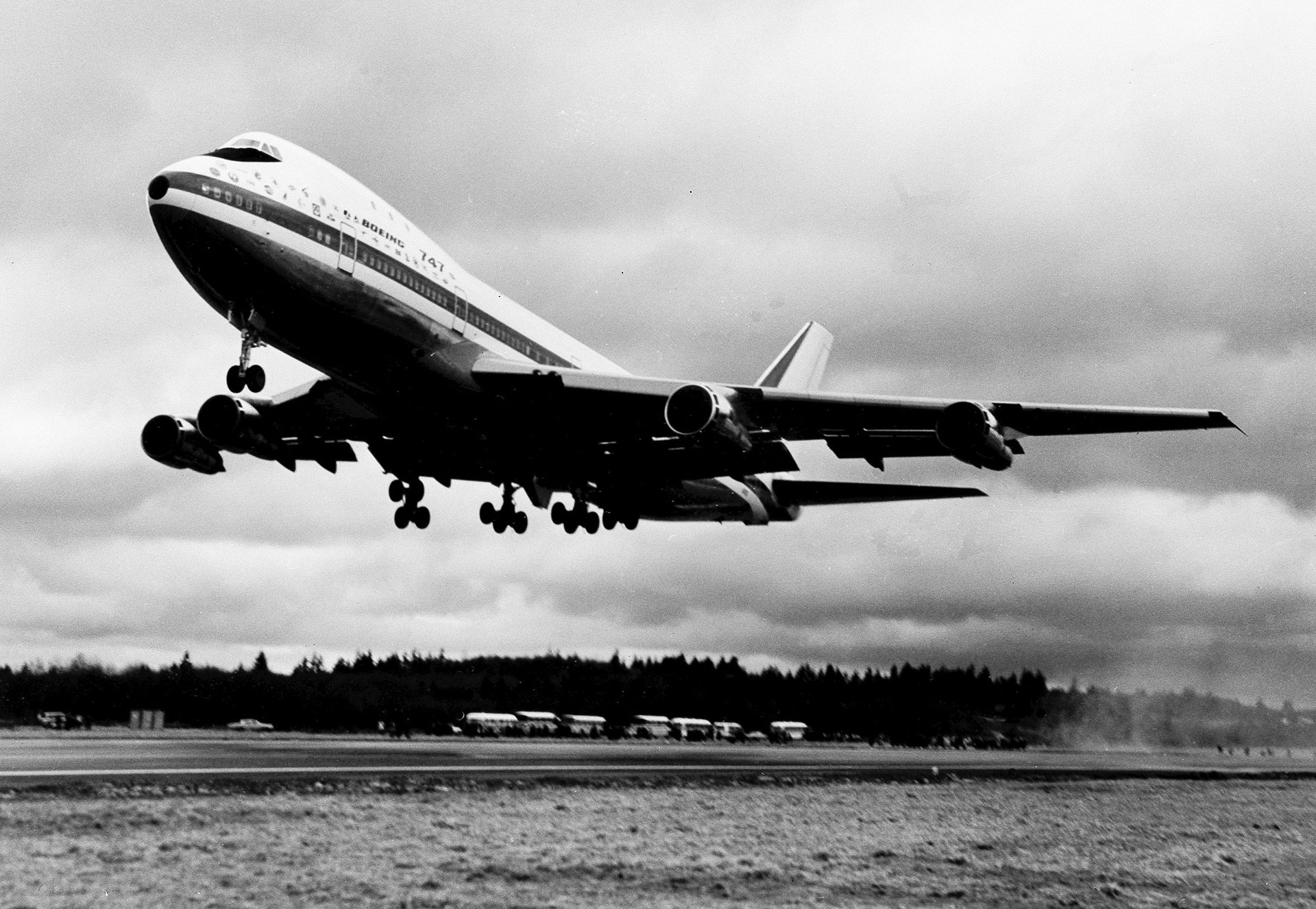 A Boeing 747 takes off from Seattle in January 1970. Boeing said goodbye to an icon on Tuesday, January 31, 2023, when it delivered the jumbo jet to cargo company Atlas Air.  AP/File