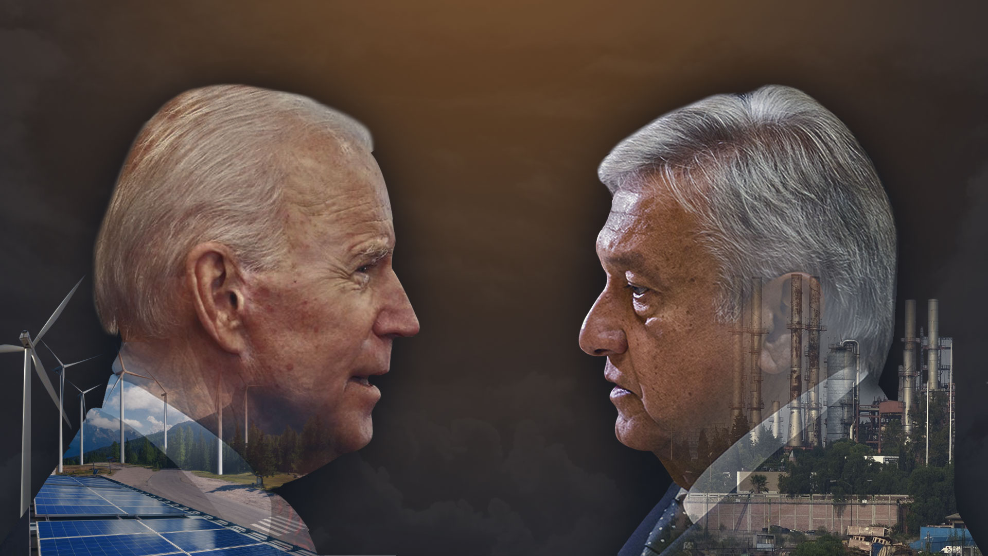 El presidente Joe Biden es un impulsor de energías limpías, pero López Obrador ha preferido apostar por construir una refinería (Ilustración: Jovani Pérez/Infobae)