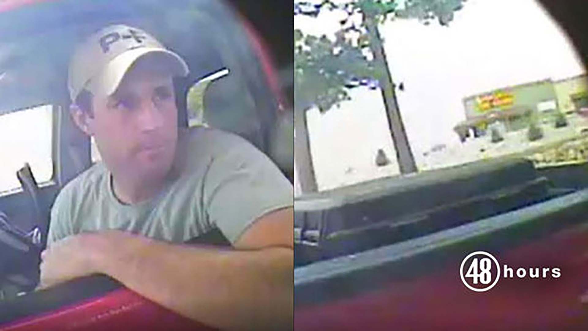 Patrick Frazee, en el video de una cámara de vigilancia de una estación de servicio. En la parte trasera de la camioneta transportó el cuerpo de Kelsey luego de asesinarla con un bate de beisbol