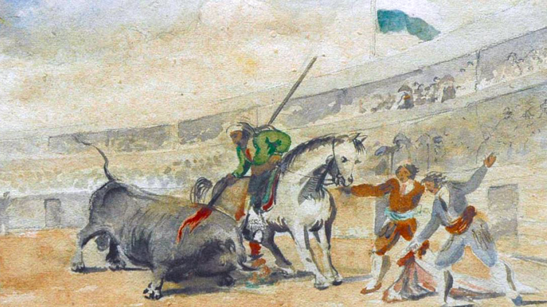 The bullfight en Buenos Aires, obra del inglés Emeric Essex Vidal pintada en 1817