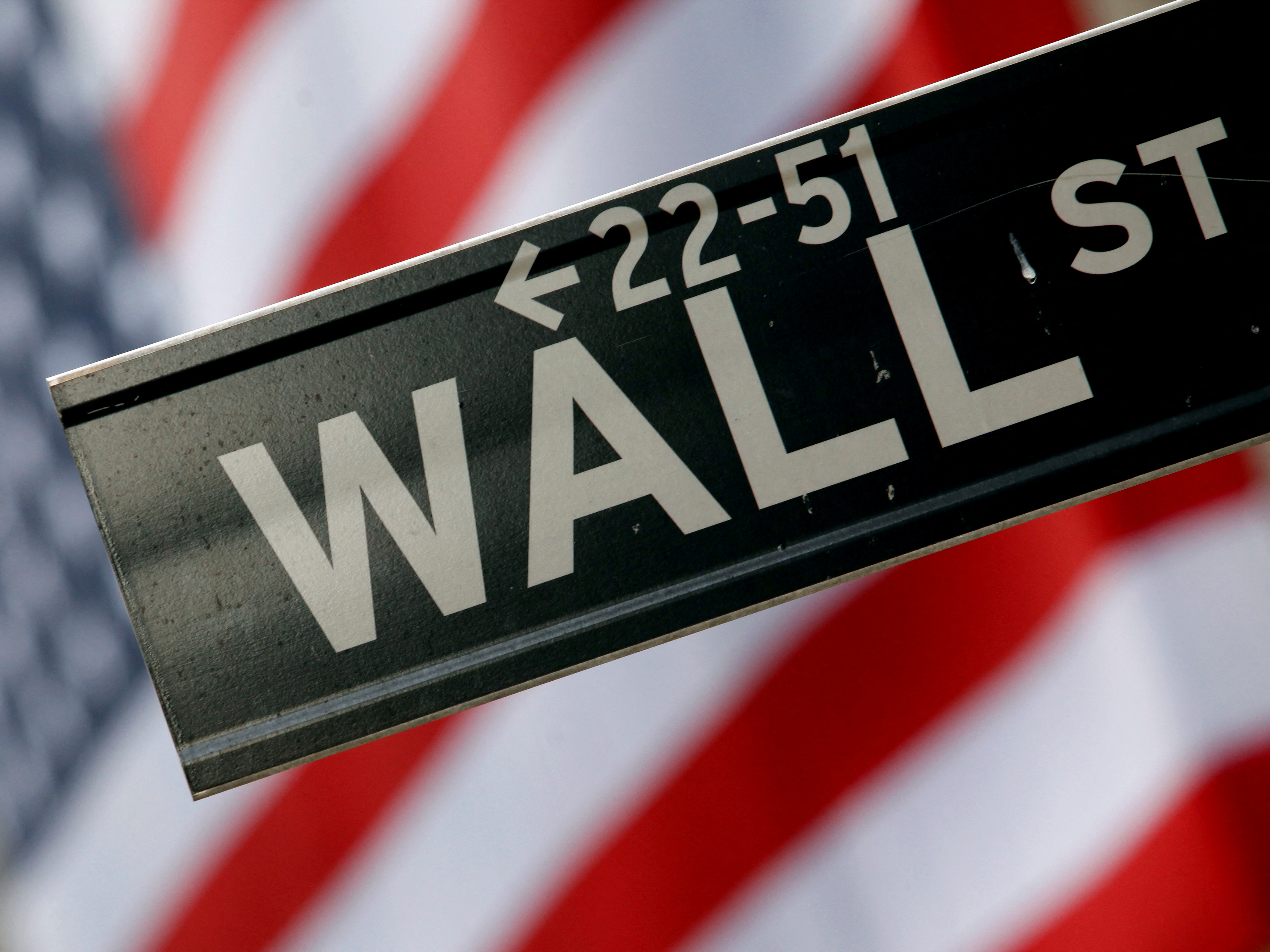 FILE PHOTO: A street sign is seen in front of the New York Stock Exchange on Wall Street in New York, February 10, 2009. REUTERS/Eric Thayer/File Photo
