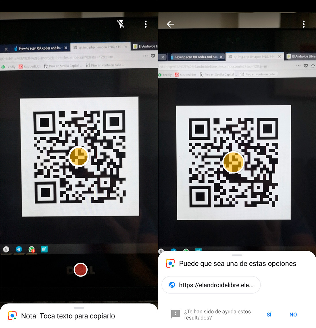 Escaneando código QR con Google Lens. (foto: El Español)