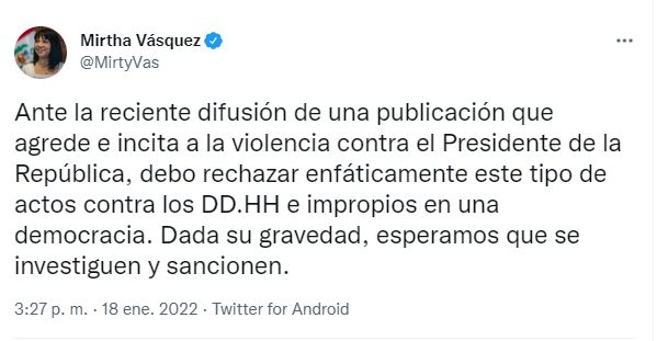 Pedro Castillo: Twitter incita a asesinar al presidente.