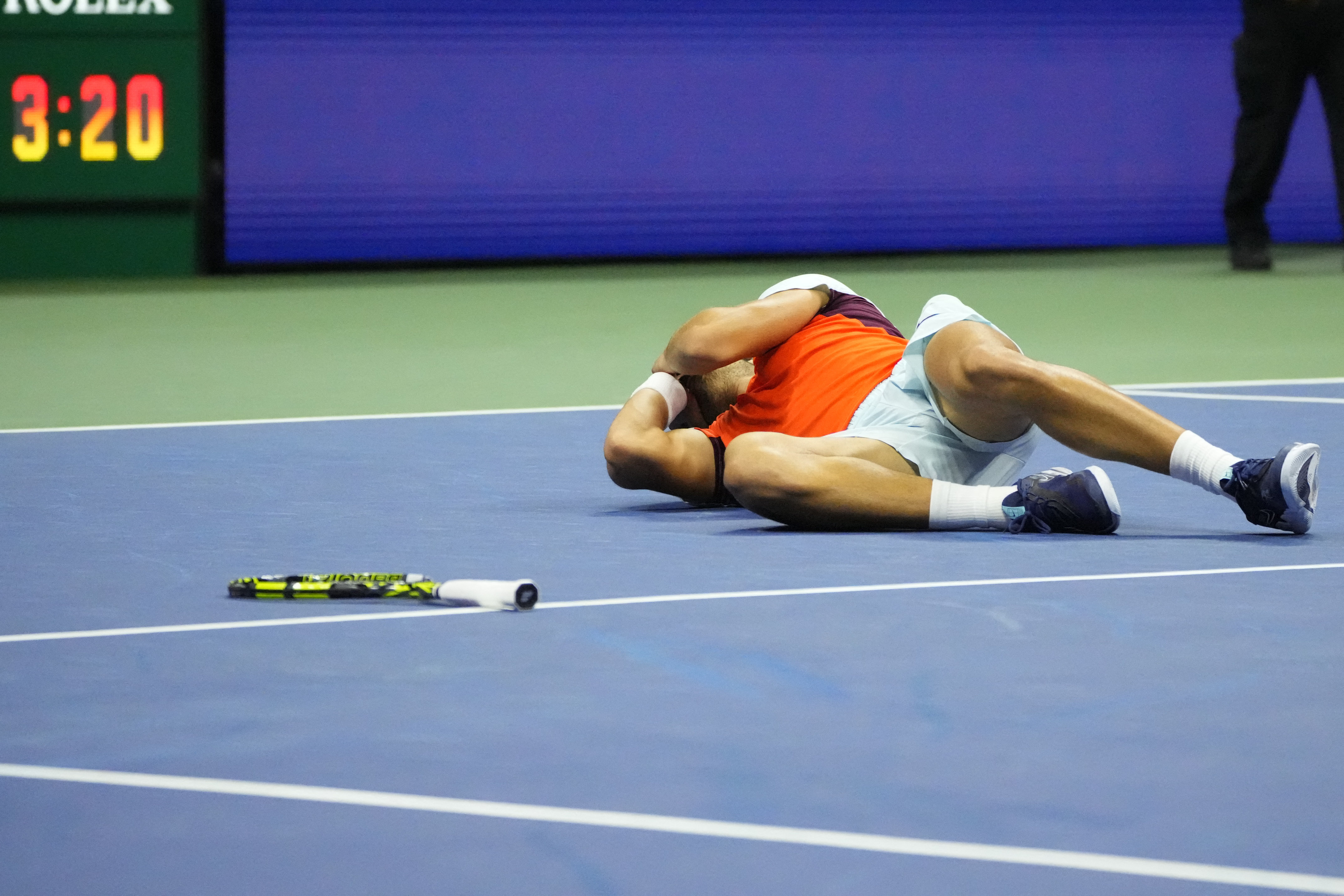 Alcaraz no lo puede creer: acaba de ganar el US Open (Robert Deutsch-USA TODAY Sports)