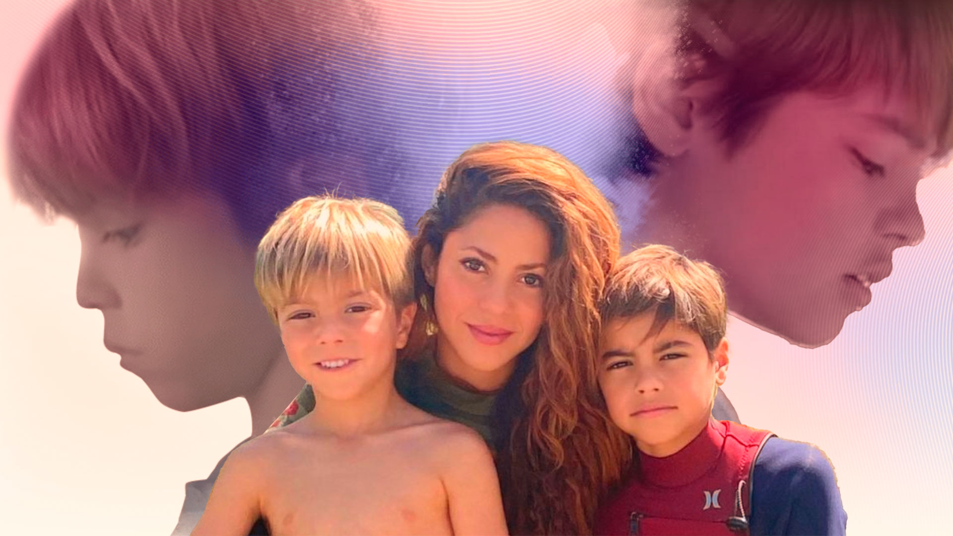Shakira junto a sus hijos Milan y Sasha. @Jesús Aviles / Infobae