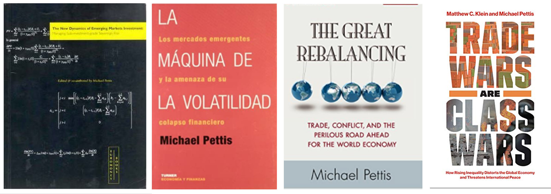 Algunos de los libros de Pettis, desde su experiencia en Wall Street a su actualidad como profesor de Finanzas en China