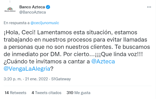 Banco Azteca se puso en contacto con la joven tiktoker (Foto: Captura de pantalla de Twitter)