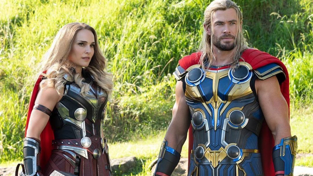 Natalie Portman and Chris Hemsworth in "Thor: Love and Thunder".  (Marvel Studios)