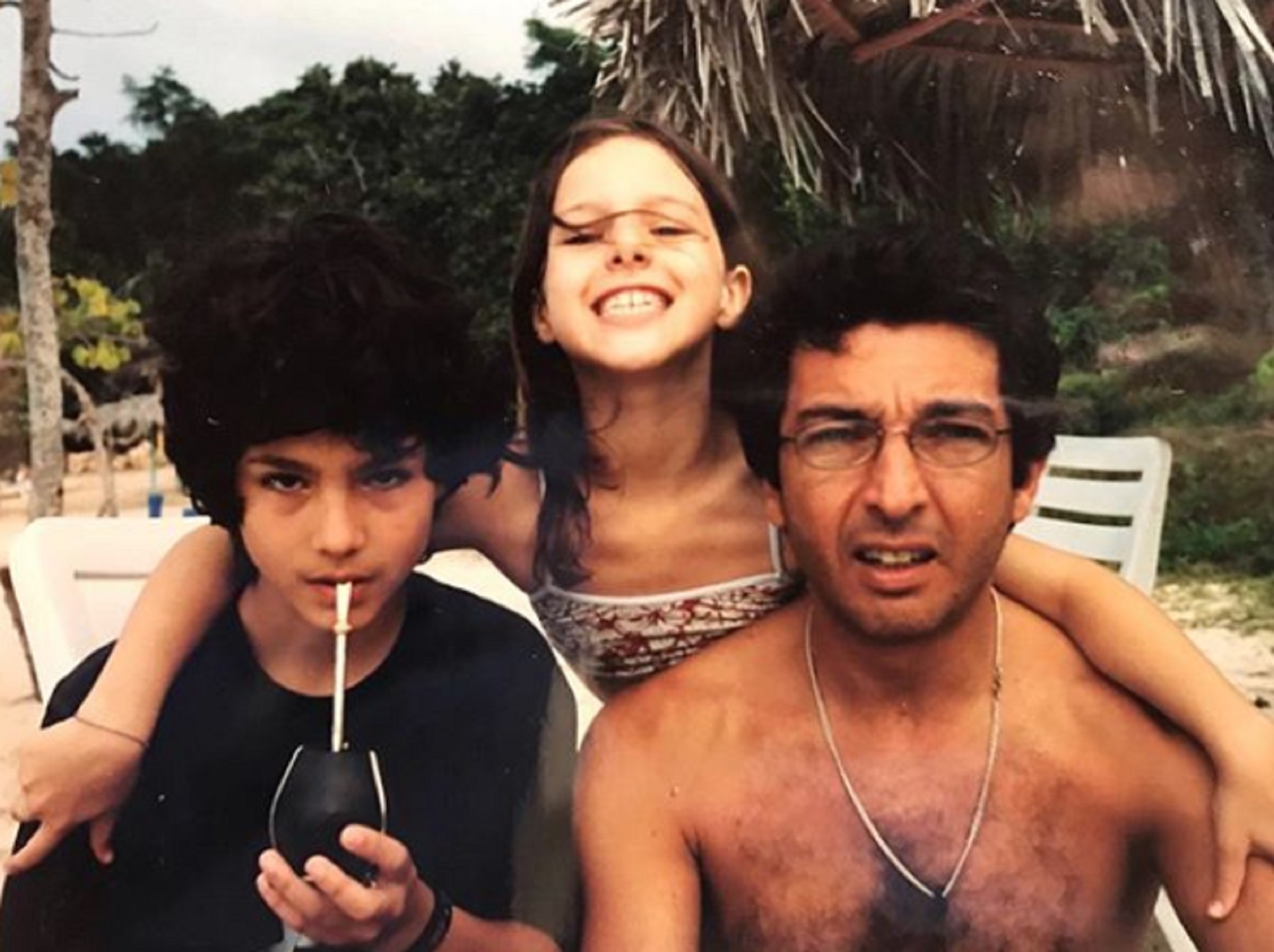Ricardo Darín con sus hijos, el Chino y Clara
